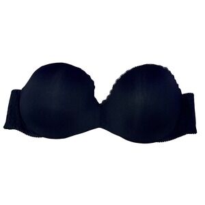 Lily of France Women Black Strapless Push Up Bra Underwire 36B